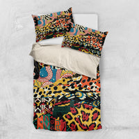 Animal-pattern bedding set with duvet cover and two coordinated pillow shams