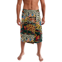Multicolor animal-print lavalava with elastic waistband, knee-length