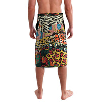 Multicolor animal-print lavalava skirt with elastic waistband, knee-length