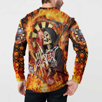Personalised Skull Darts Button Sweatshirt Death In Fire