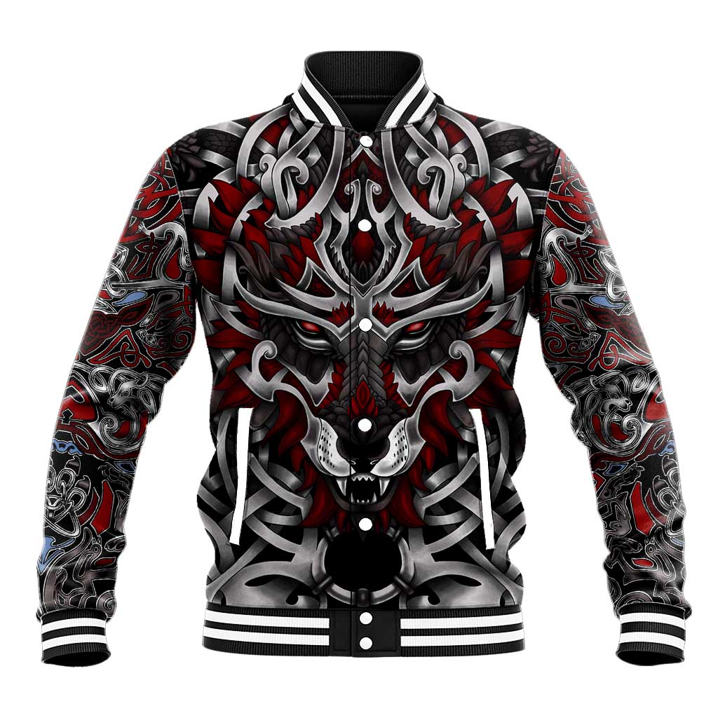 Celtic Wolf Fenrir Vikings Baseball Jacket Norse Mythology - Wonder Print Shop