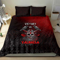 Red and black Viking duvet with skull and ravens graphic plus two matching dark patterned pillows