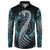 Dragon Viking With Runes Button Sweatshirt Blue Black - Wonder Print Shop