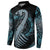 Dragon Viking With Runes Button Sweatshirt Blue Black - Wonder Print Shop