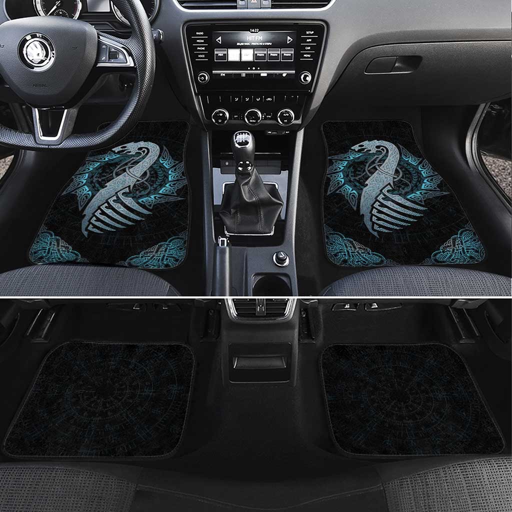 Dragon Viking With Runes Car Mats Blue Black - Wonder Print Shop