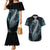 Dragon Viking With Runes Couples Matching Mermaid Dress and Hawaiian Shirt Blue Black - Wonder Print Shop