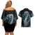 Dragon Viking With Runes Couples Matching Off Shoulder Short Dress and Hawaiian Shirt Blue Black - Wonder Print Shop