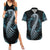 Dragon Viking With Runes Couples Matching Summer Maxi Dress and Hawaiian Shirt Blue Black - Wonder Print Shop