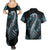 Dragon Viking With Runes Couples Matching Summer Maxi Dress and Hawaiian Shirt Blue Black - Wonder Print Shop