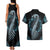 Dragon Viking With Runes Couples Matching Tank Maxi Dress and Hawaiian Shirt Blue Black - Wonder Print Shop