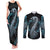 Dragon Viking With Runes Couples Matching Tank Maxi Dress and Long Sleeve Button Shirt Blue Black - Wonder Print Shop