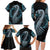 Dragon Viking With Runes Family Matching Long Sleeve Bodycon Dress and Hawaiian Shirt Blue Black - Wonder Print Shop