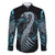 Dragon Viking With Runes Family Matching Long Sleeve Bodycon Dress and Hawaiian Shirt Blue Black - Wonder Print Shop