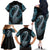 Dragon Viking With Runes Family Matching Off The Shoulder Long Sleeve Dress and Hawaiian Shirt Blue Black - Wonder Print Shop