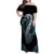 Dragon Viking With Runes Family Matching Off Shoulder Maxi Dress and Hawaiian Shirt Blue Black - Wonder Print Shop