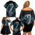 Dragon Viking With Runes Family Matching Off Shoulder Short Dress and Hawaiian Shirt Blue Black - Wonder Print Shop