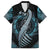 Dragon Viking With Runes Family Matching Off Shoulder Short Dress and Hawaiian Shirt Blue Black - Wonder Print Shop