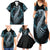 Dragon Viking With Runes Family Matching Summer Maxi Dress and Hawaiian Shirt Blue Black - Wonder Print Shop