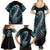 Dragon Viking With Runes Family Matching Summer Maxi Dress and Hawaiian Shirt Blue Black - Wonder Print Shop