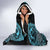 Dragon Viking With Runes Hooded Blanket Blue Black