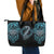 Dragon Viking With Runes Leather Tote Bag Blue Black - Wonder Print Shop