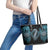 Dragon Viking With Runes Leather Tote Bag Blue Black - Wonder Print Shop