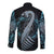 Dragon Viking With Runes Long Sleeve Button Shirt Blue Black - Wonder Print Shop