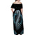 Dragon Viking With Runes Off Shoulder Maxi Dress Blue Black - Wonder Print Shop