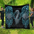 Dragon Viking With Runes Quilt Blue Black