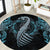 Dragon Viking With Runes Round Carpet Blue Black