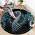 Dragon Viking With Runes Round Carpet Blue Black