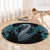 Dragon Viking With Runes Round Carpet Blue Black