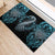 Dragon Viking With Runes Rubber Doormat Blue Black