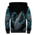 Dragon Viking With Runes Sherpa Hoodie Blue Black