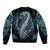 Dragon Viking With Runes Sleeve Zip Bomber Jacket Blue Black