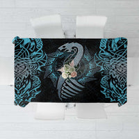 Dragon rune tablecloth, dark blue/black with dragon and knotwork pattern