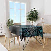 Dragon rune tablecloth in dark blue and black, covering dining table