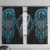 Dragon Viking With Runes Window Curtain Blue Black