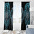 Dragon Viking With Runes Window Curtain Blue Black