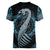 Dragon Viking With Runes Women V-Neck T-Shirt Blue Black