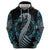 Dragon Viking With Runes Zip Hoodie Blue Black