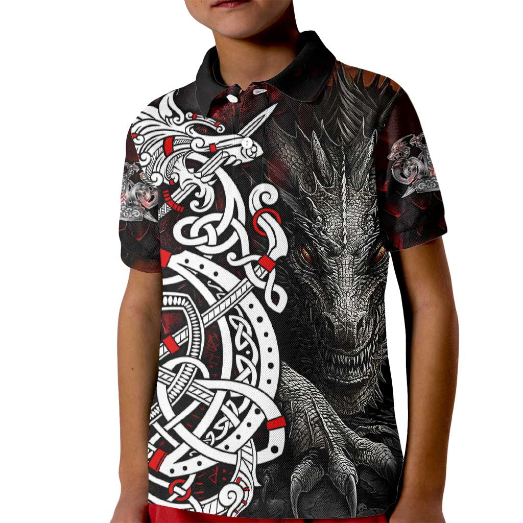 Viking Dragons Kid Polo Shirt Norse Mythology - Wonder Print Shop