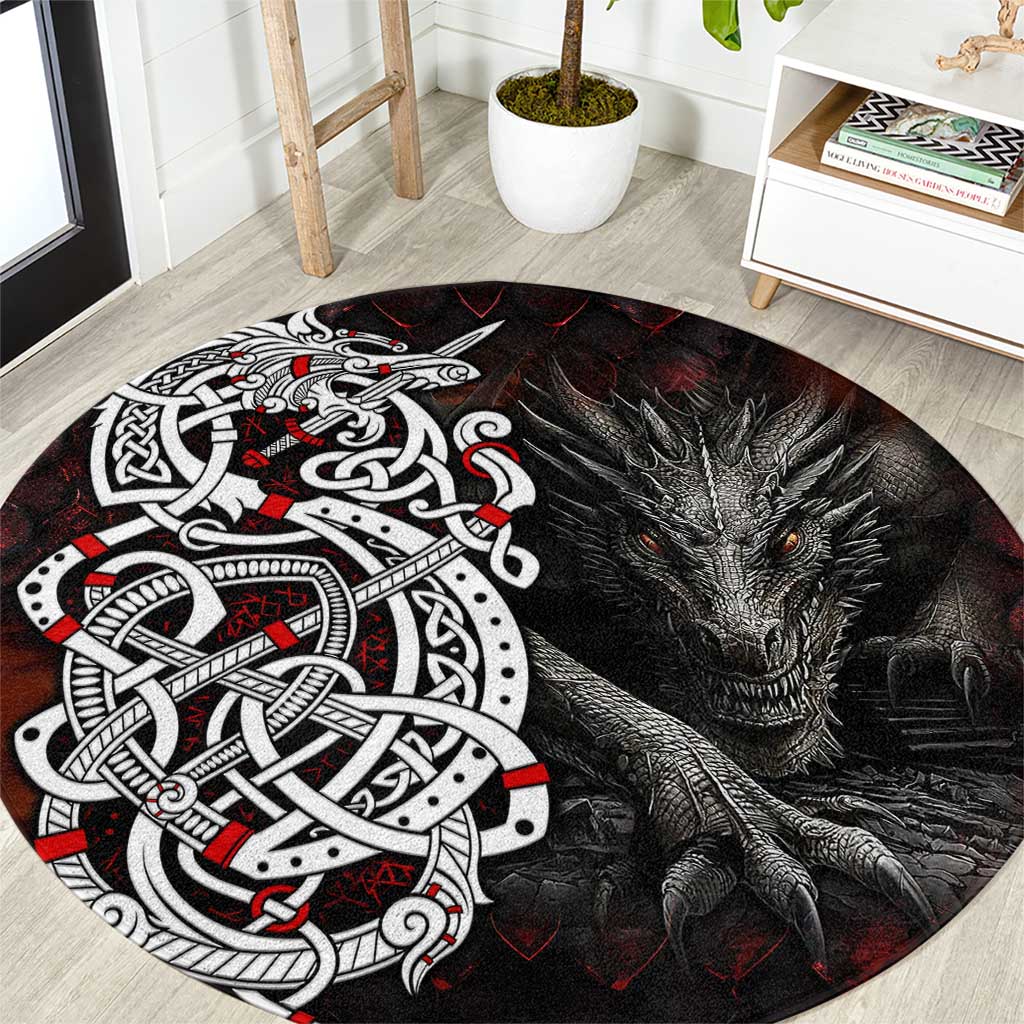 Viking Dragons Round Carpet Norse Mythology