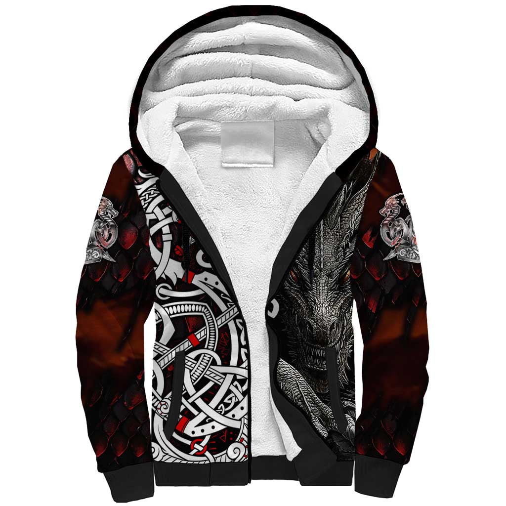 Viking Dragons Sherpa Hoodie Norse Mythology