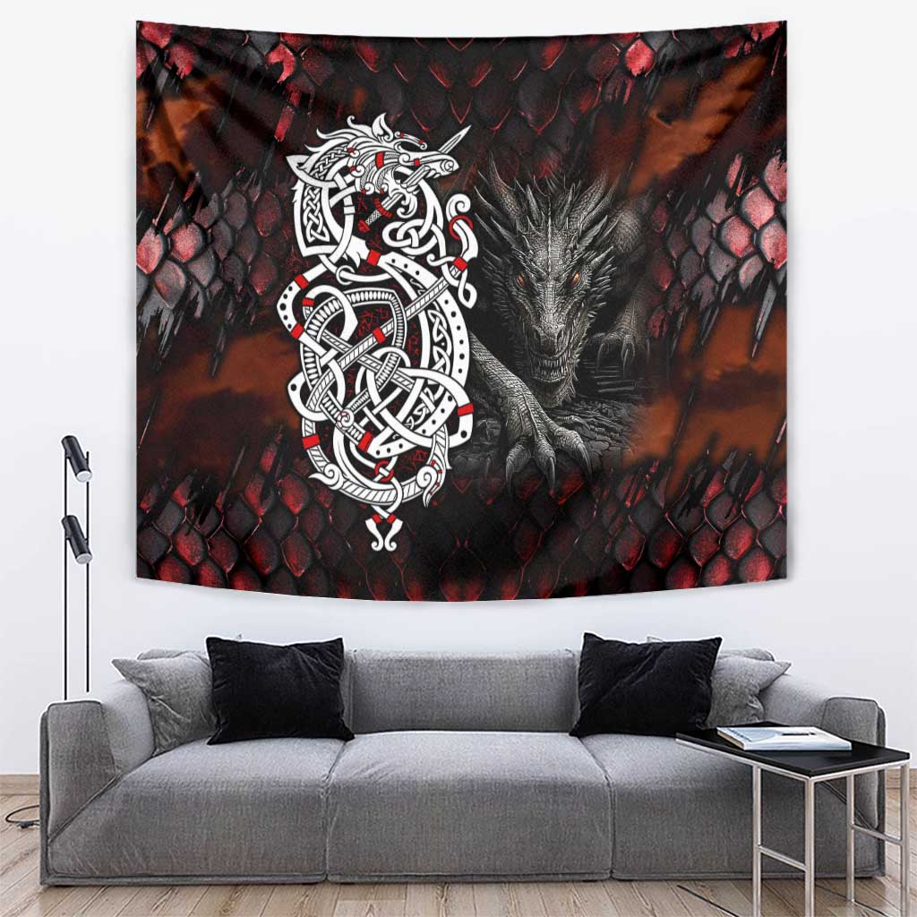 Viking Dragons Tapestry Norse Mythology