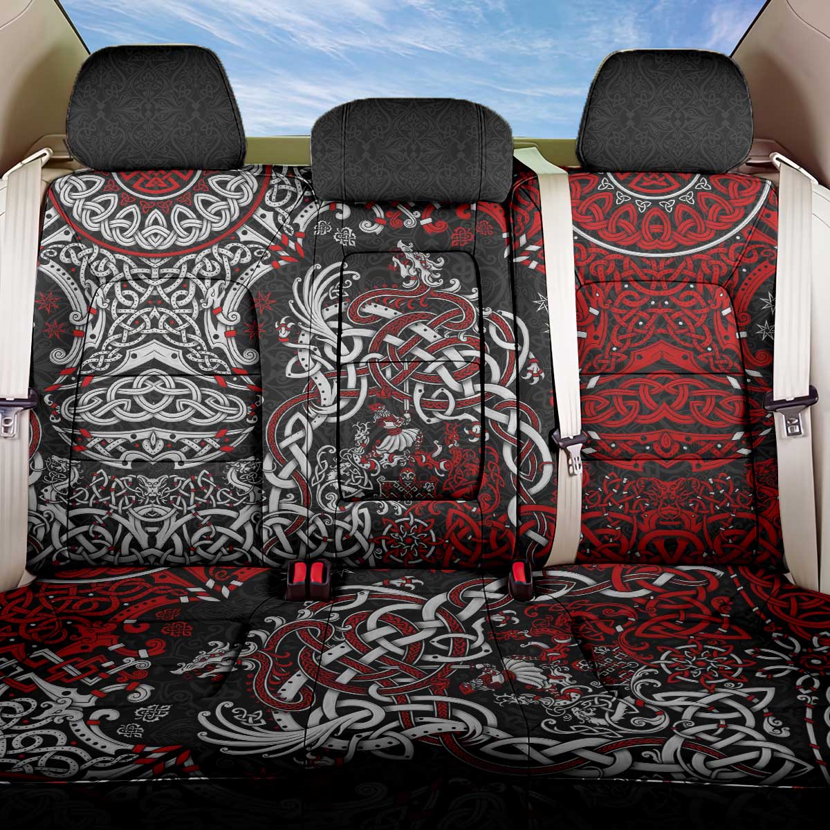 Viking Warrior And Viking Dragons Back Car Seat Cover - Wonder Print Shop