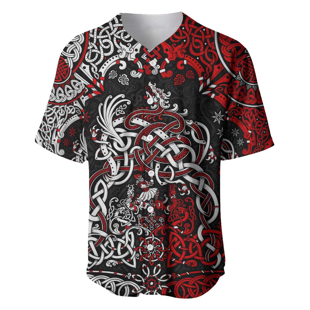 Viking Warrior And Viking Dragons Baseball Jersey - Wonder Print Shop