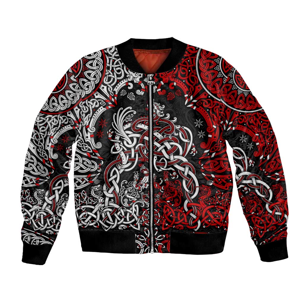 Viking Warrior And Viking Dragons Bomber Jacket - Wonder Print Shop