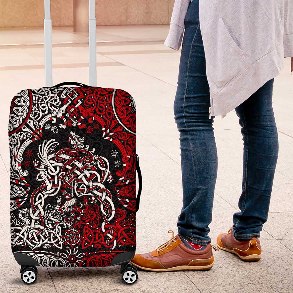 Viking Warrior And Viking Dragons Luggage Cover - Wonder Print Shop