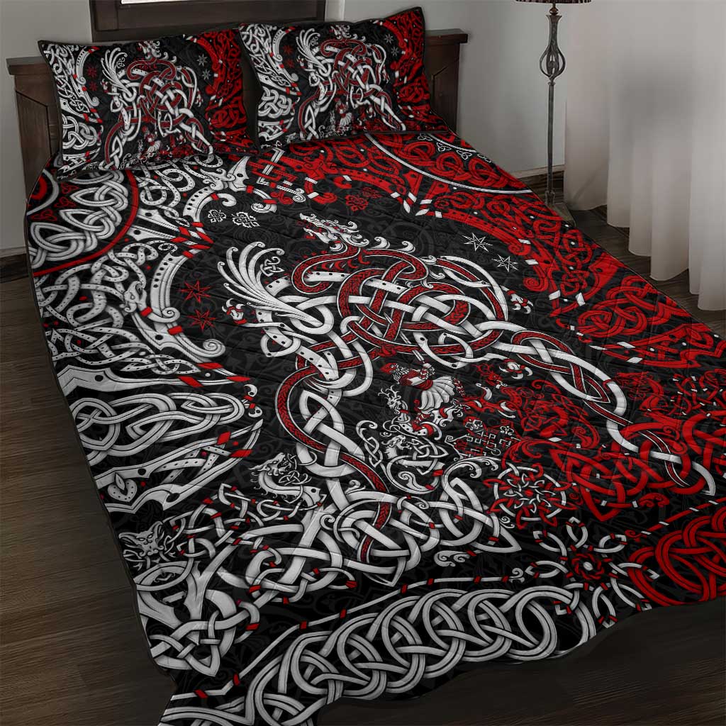 Viking Warrior And Viking Dragons Quilt Bed Set